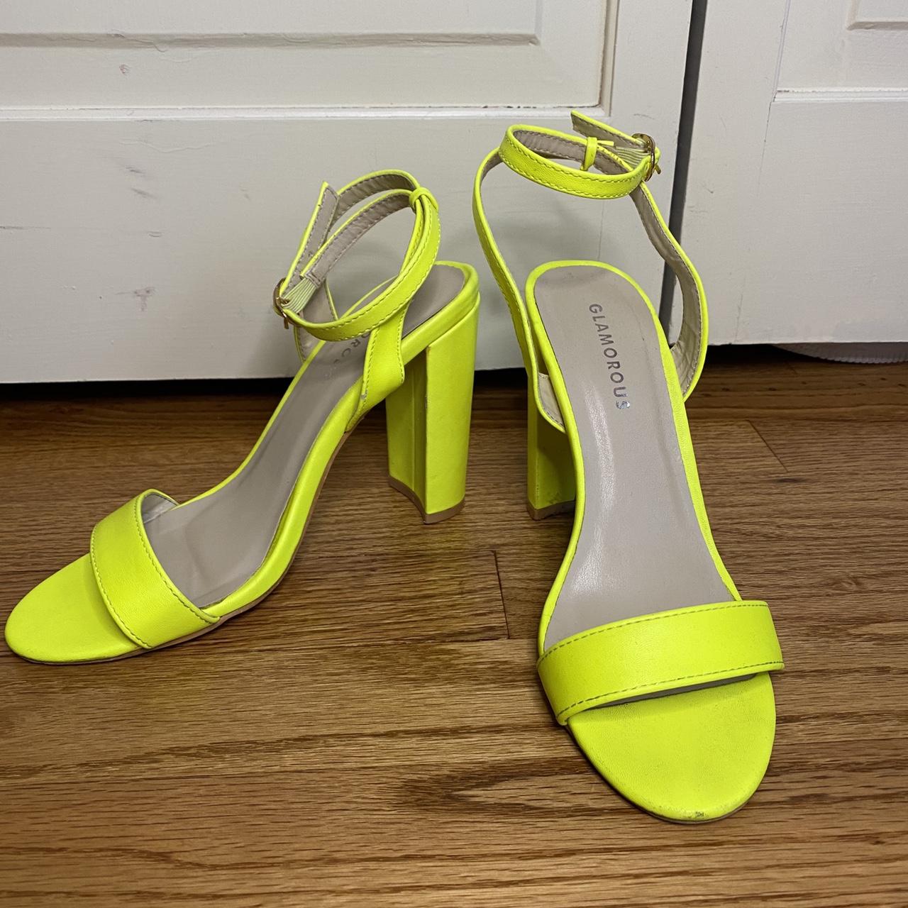 Bright yellow sale block heels