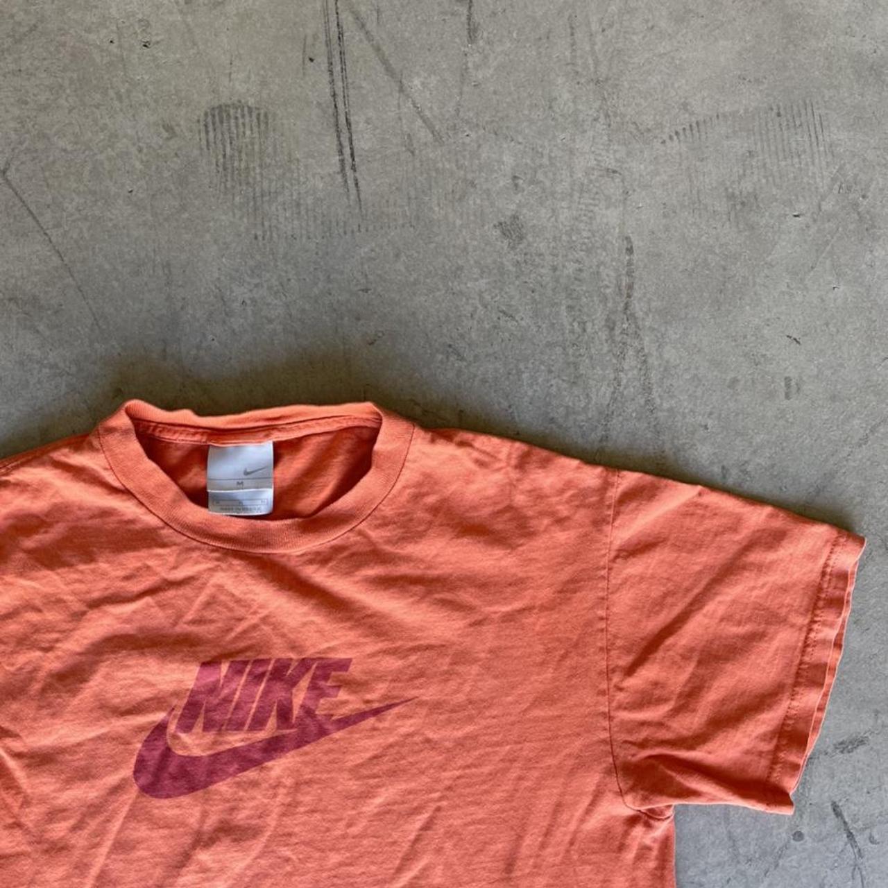 vintage early 2000s orange nike spellout t... - Depop