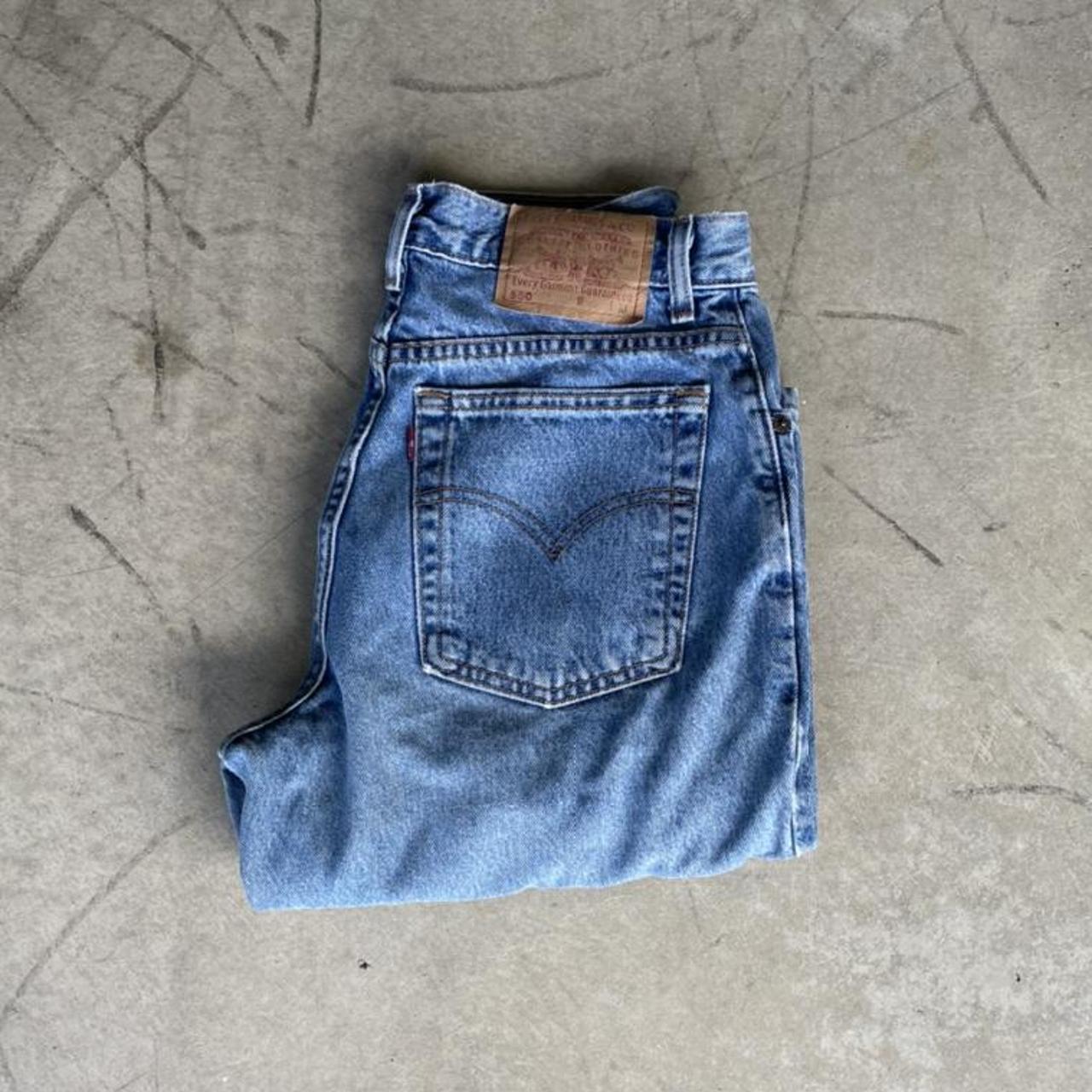 vintage levis lightwash tapered jeans size... - Depop