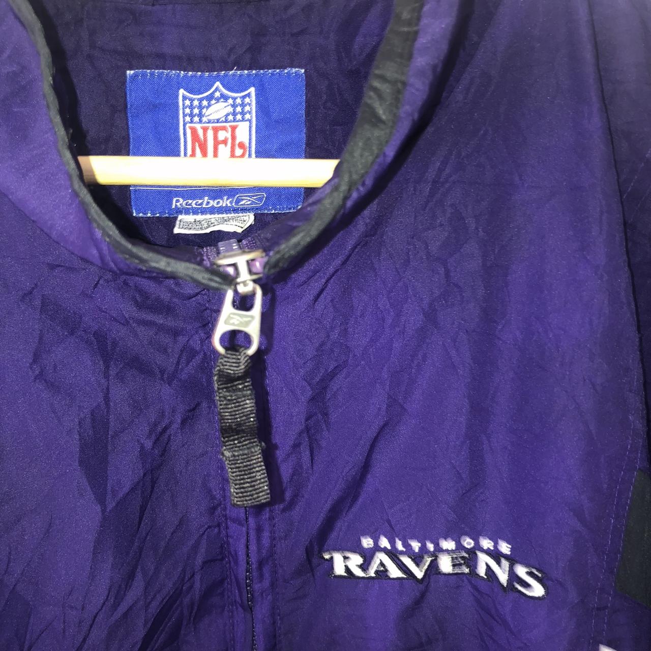 Baltimore Ravens Jacket Mens L Purple NFL Fleece Zip Long Sleeve Reebok