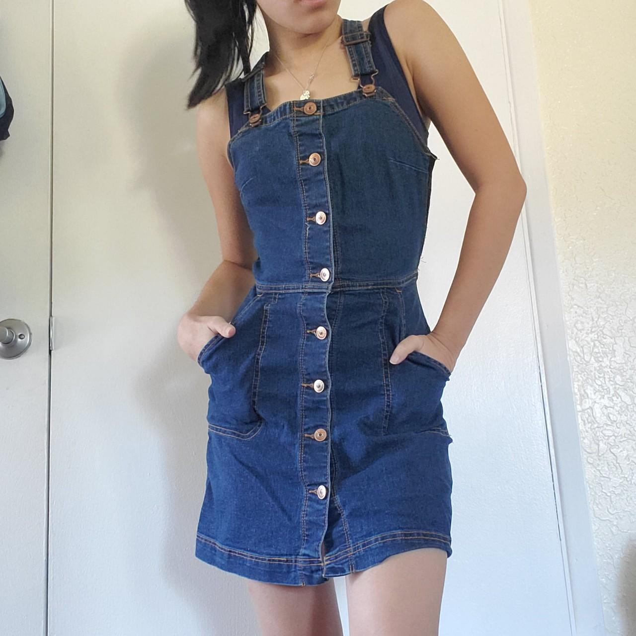 adorable denim overall dress 💙, cute button up...