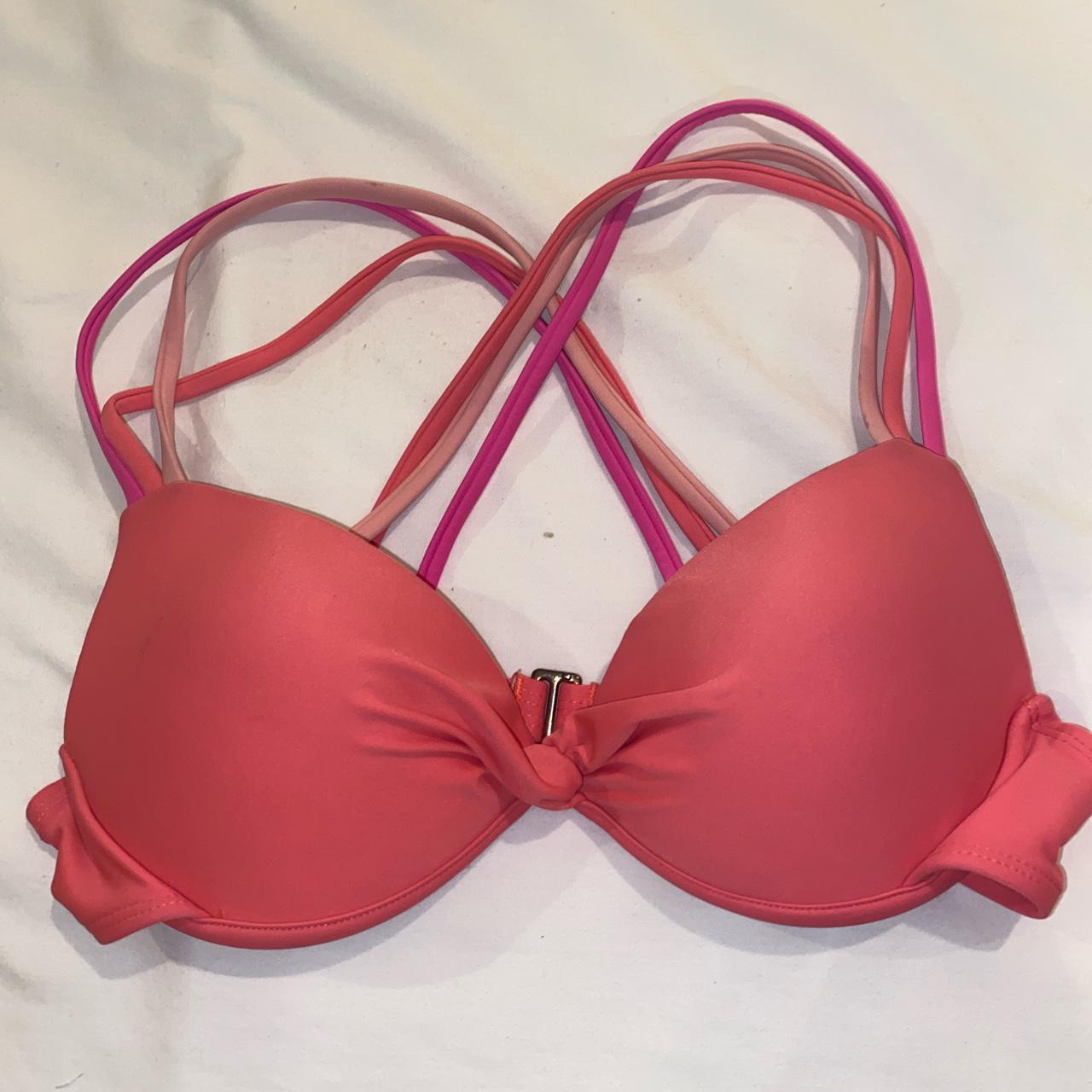 Pinkish/coralish color swimsuit bra top! In perfect... - Depop