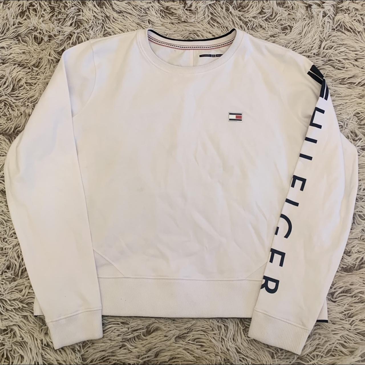 TOMMY HILFIGER white sweatshirt, Size XL (size 14 -... - Depop