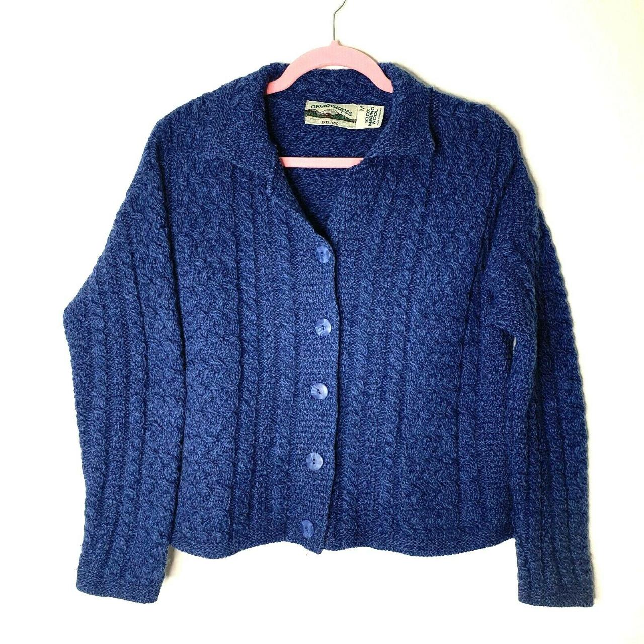 Aran Crafts 100% Merino Wool Ireland Blue Chunky... - Depop