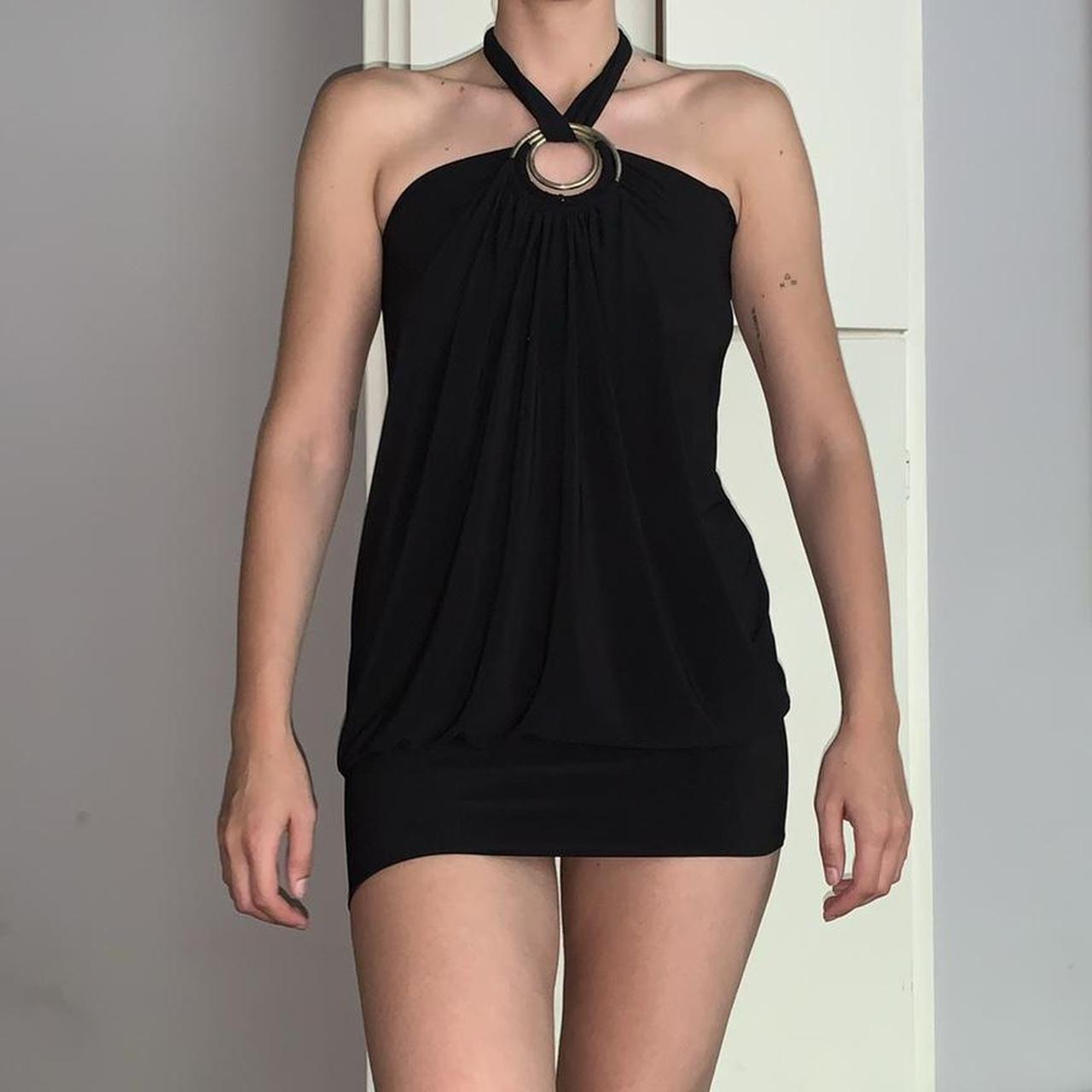 Y2K Black slip halter neck dress 🪐 ️Abstract... Depop