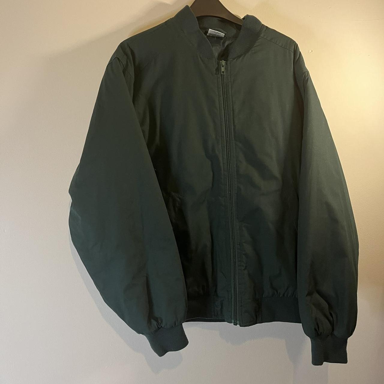 Green Bomber Jacket Size: small great material... - Depop