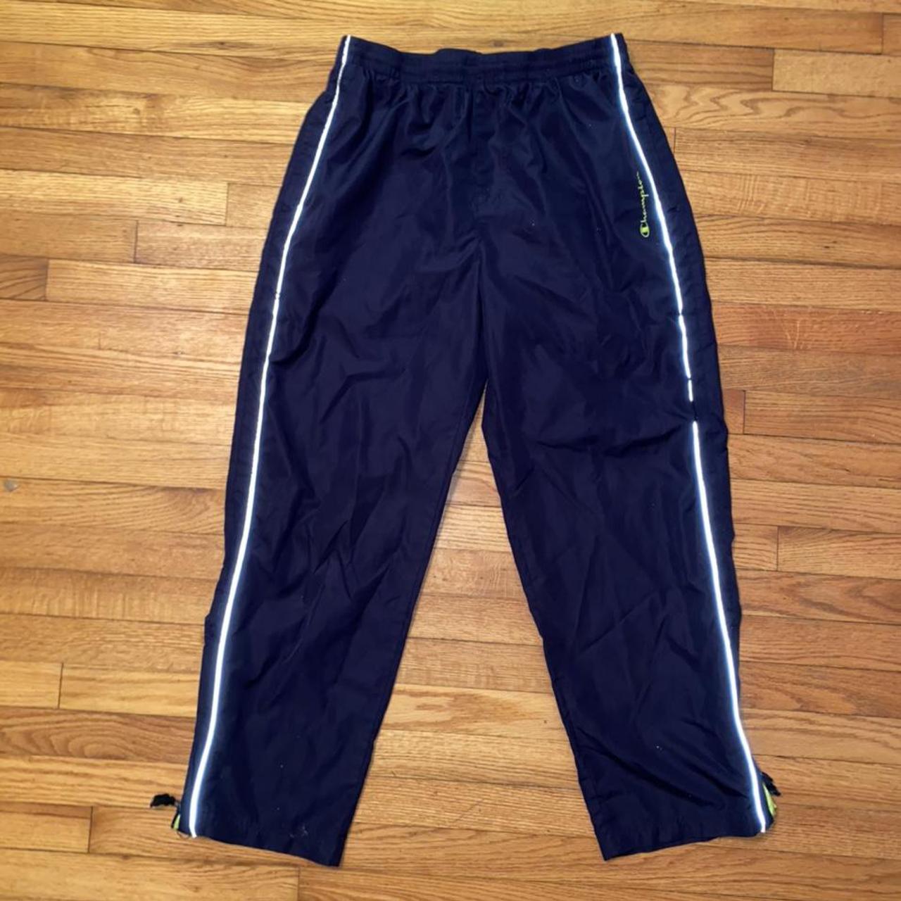 💙 Dark neon Blue Athletic Nylon Champion Track pants... - Depop