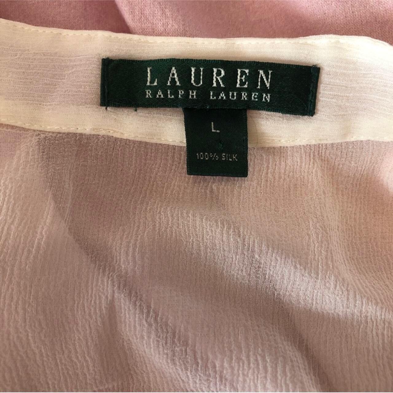 Incredible vintage Ralph Loren silk sheer cream long... - Depop