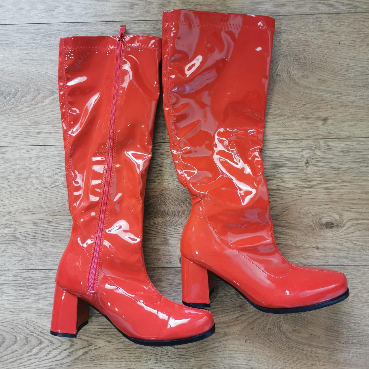 Red Gogo Boots from blossomcostumes for $50, only... - Depop