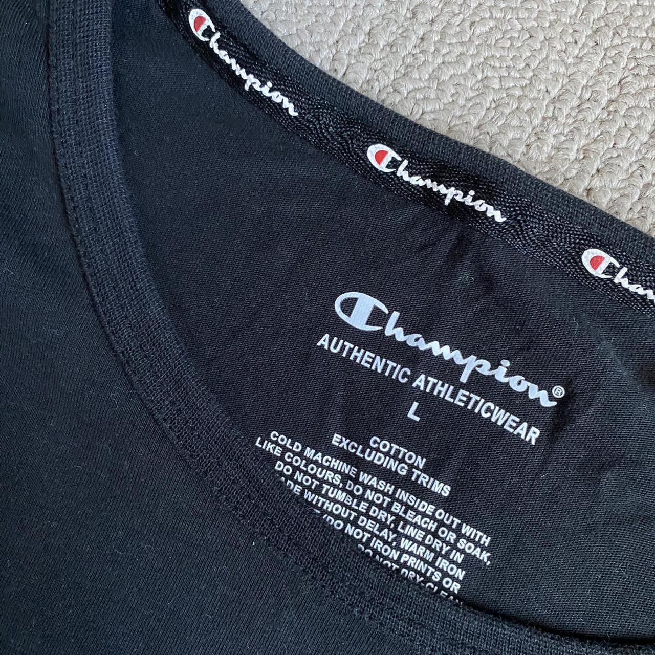 black champion shirt ⋆.ೃ࿔*:･ﾟ size large and in... - Depop