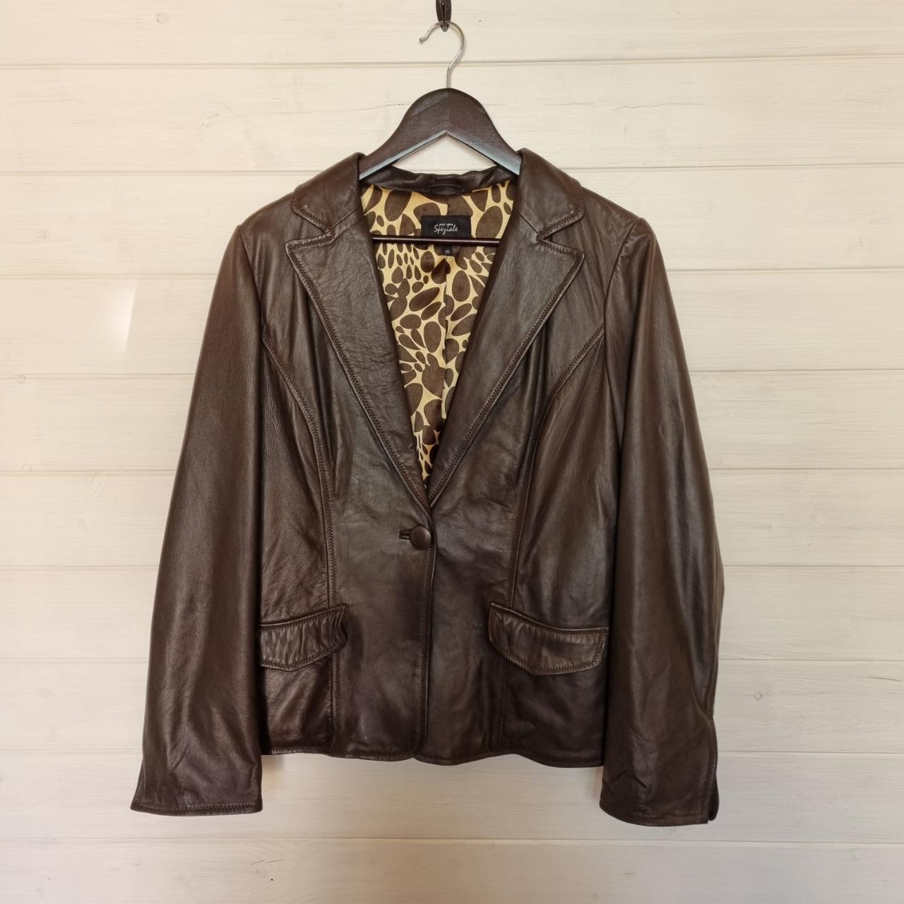 brown leather jacket size 16