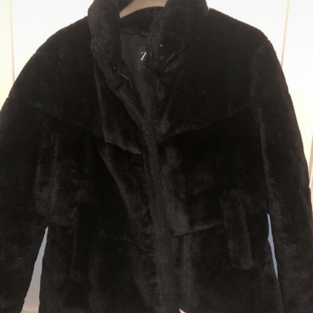 Zara black faux fur coat Worn but in excellent... - Depop