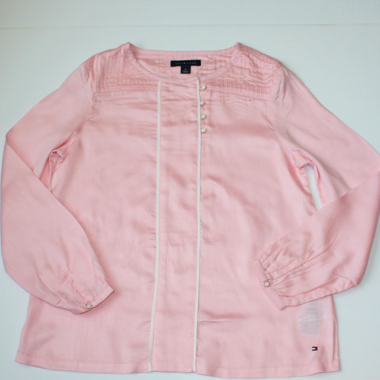 Tommy Hilfiger Girl's Light Pink Shirt Top size M 8... - Depop