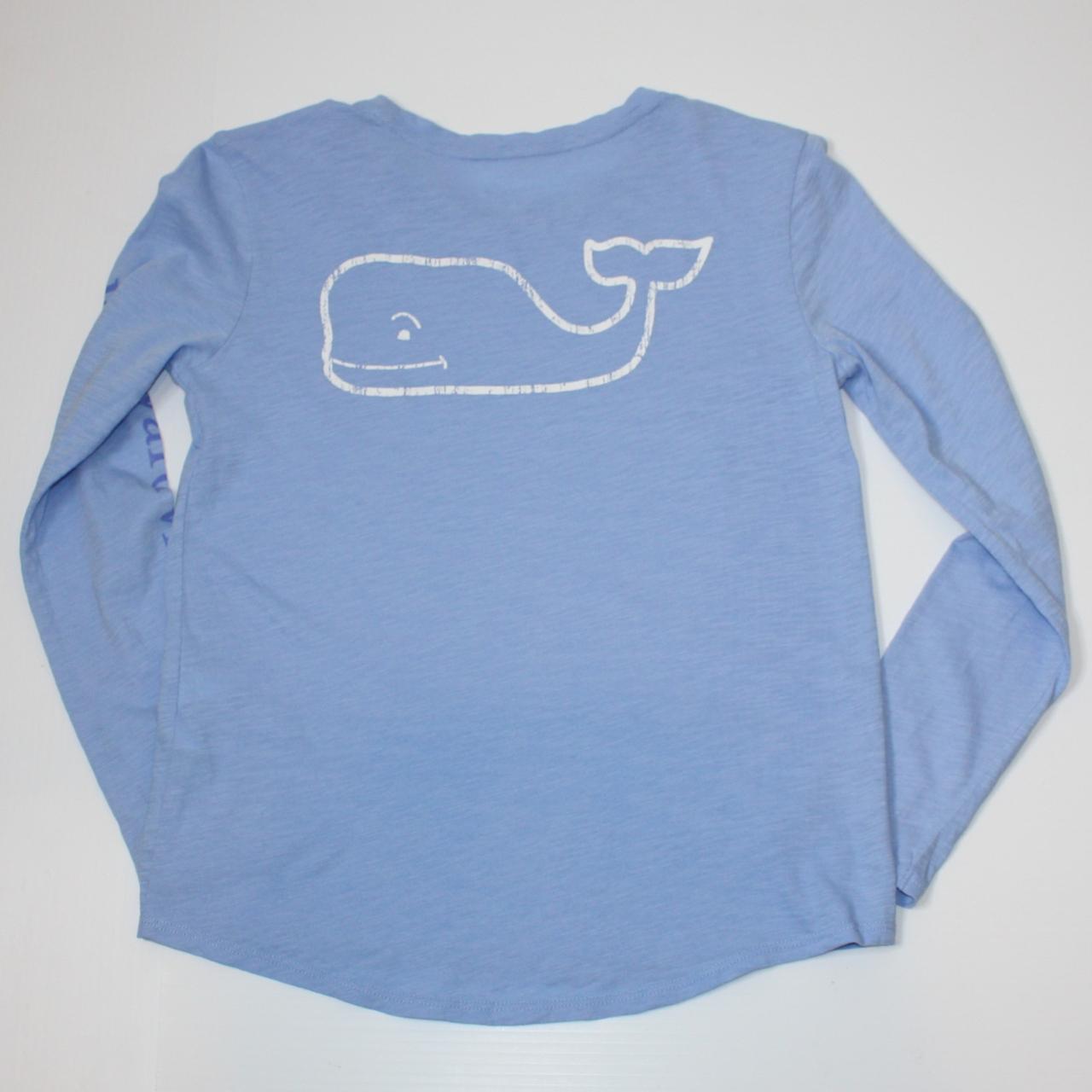 Vineyard Vines Girl's Blue Long Sleeve Slub Whale... - Depop