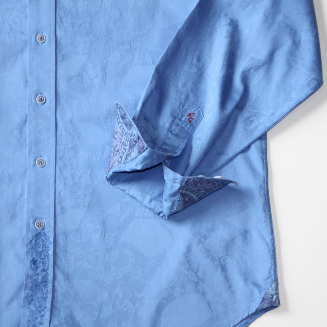 Robert Graham Men's Blue Paisley Print Shirt size L... - Depop