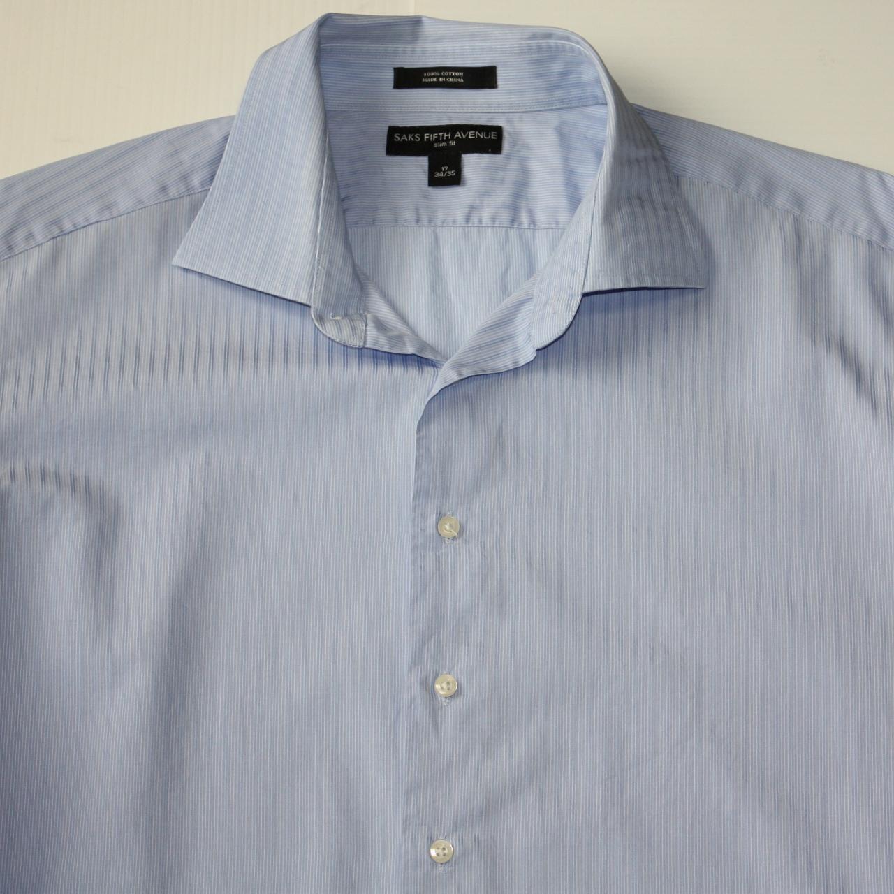 Saks Fifth Avenue Slim Fit Men's Blue Dress Shirt... - Depop