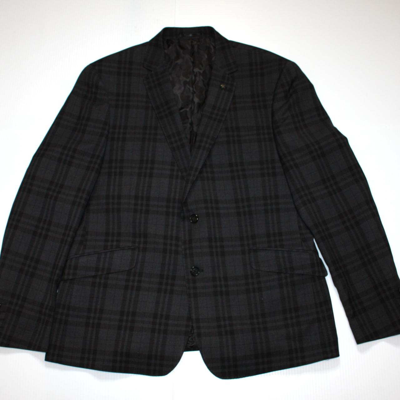 NHP Men's Black & Gray Plaid Suit Sport Coat Blazer... - Depop