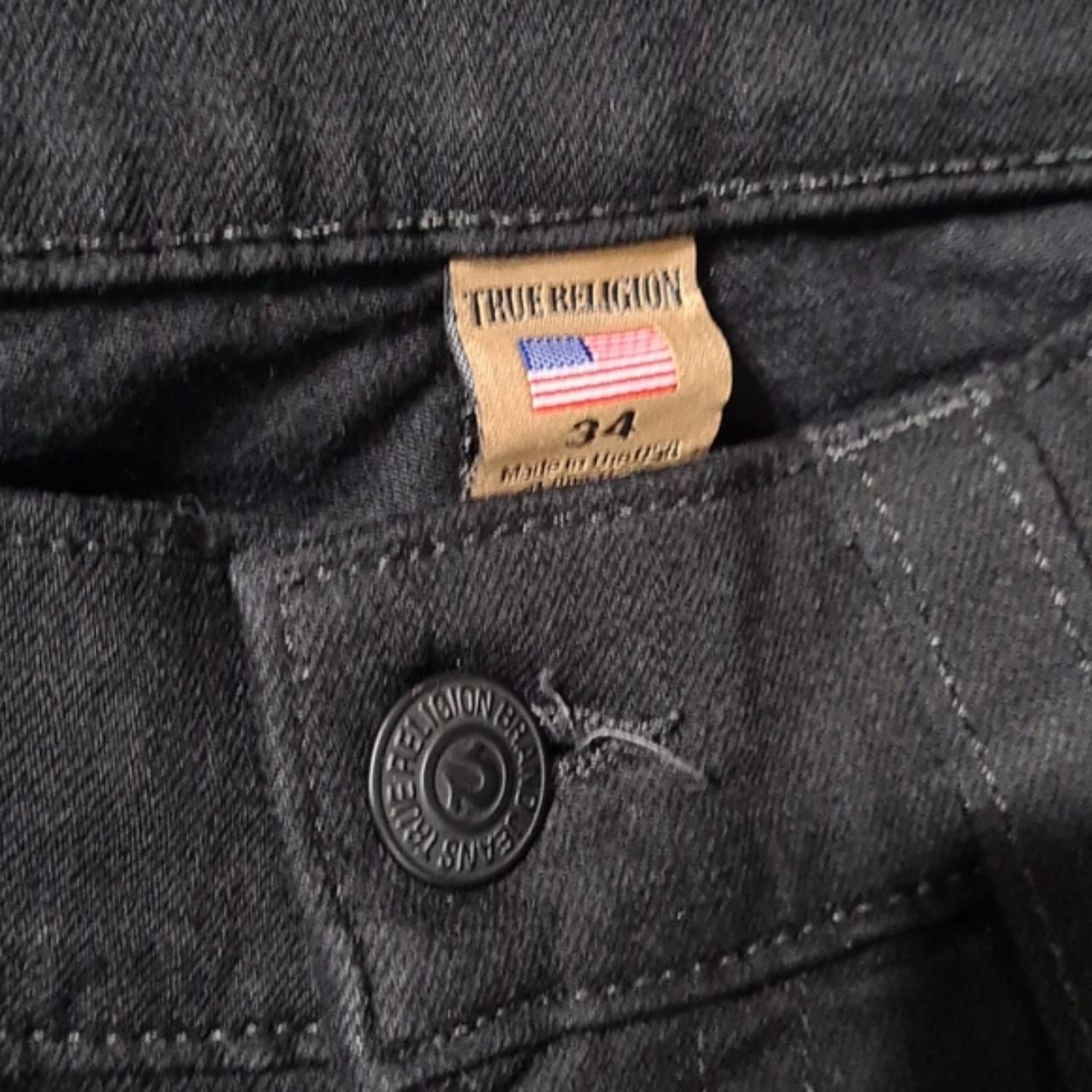 True Religion Black Jeans Size 34 Frayed... - Depop