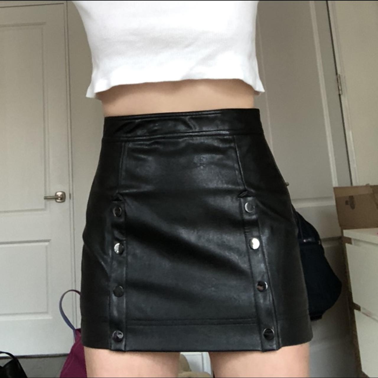 Product Image 2 - Leather black mini skirt with