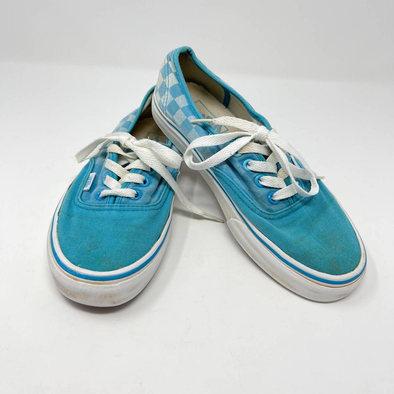 turquoise checkered vans