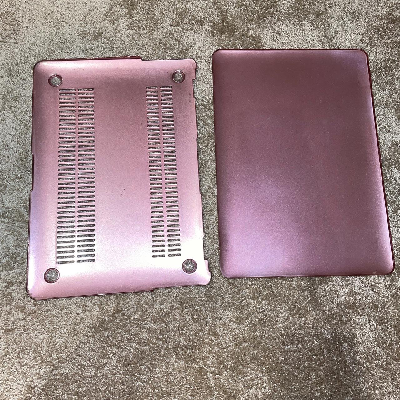 Pink MacBook Air laptop case bottom and top used for... Depop