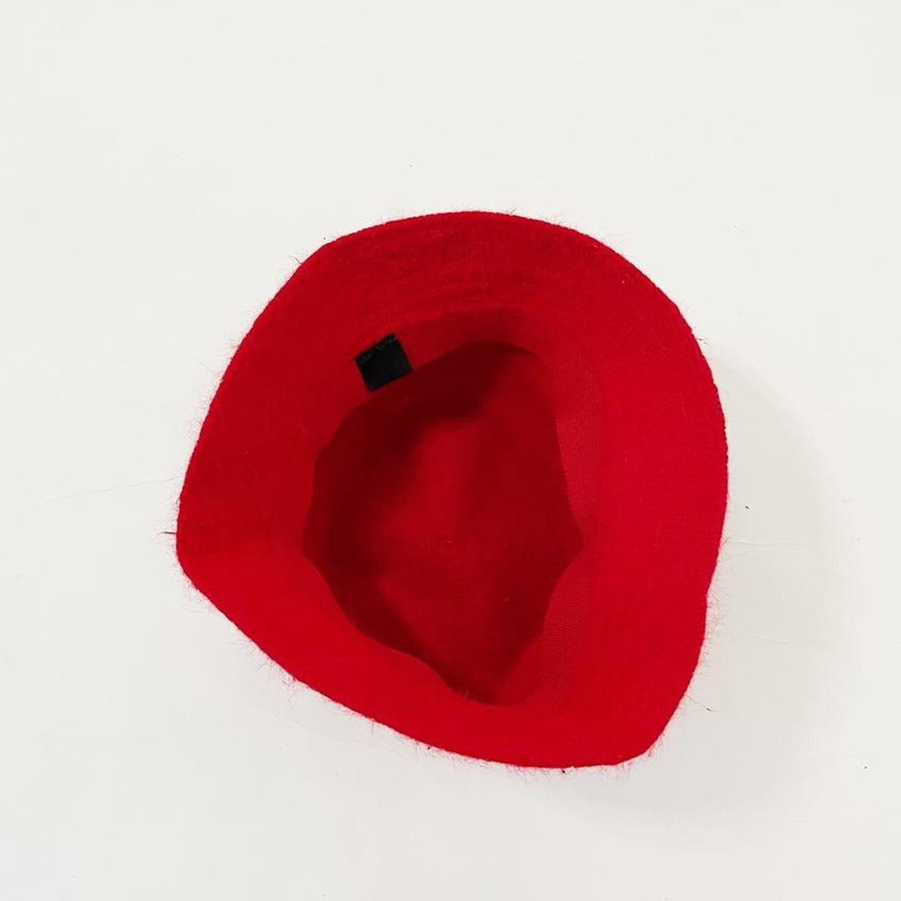 90’s red fuzzy bucket hat. Has some light... Depop