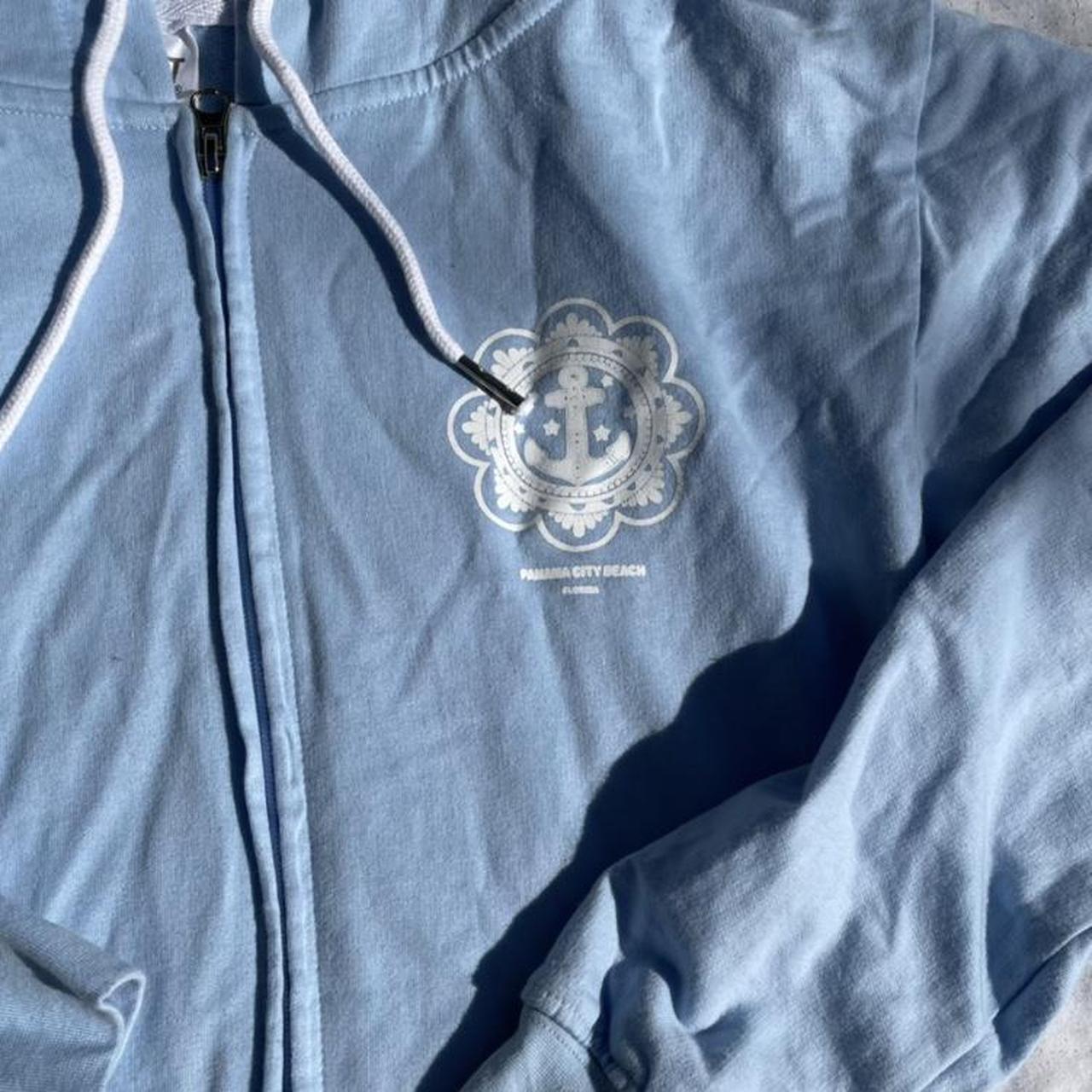 Cropped Zip Up Hoodie super cute baby blue zip up!... Depop