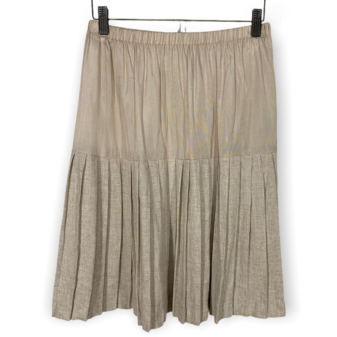 Vintage 90s Tan Linen Blend Slip Above Knee Skirt... - Depop