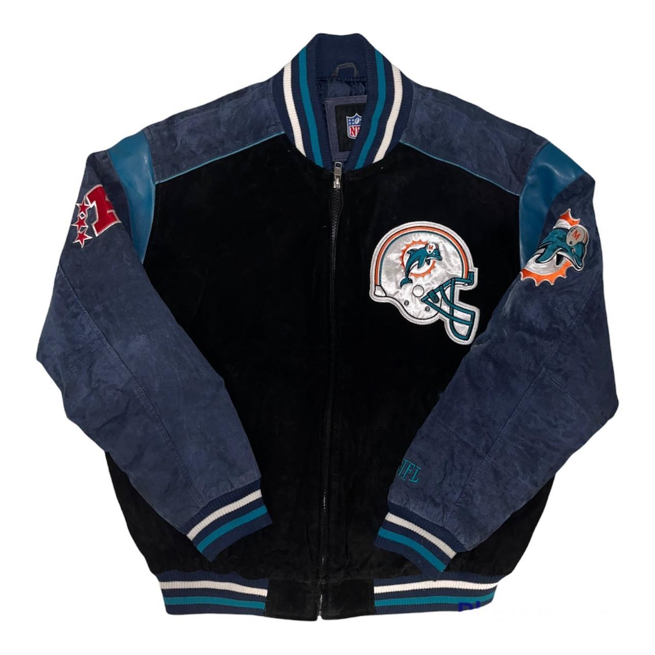 Maker of Jacket NFL Miami Dolphins Suede Varsity