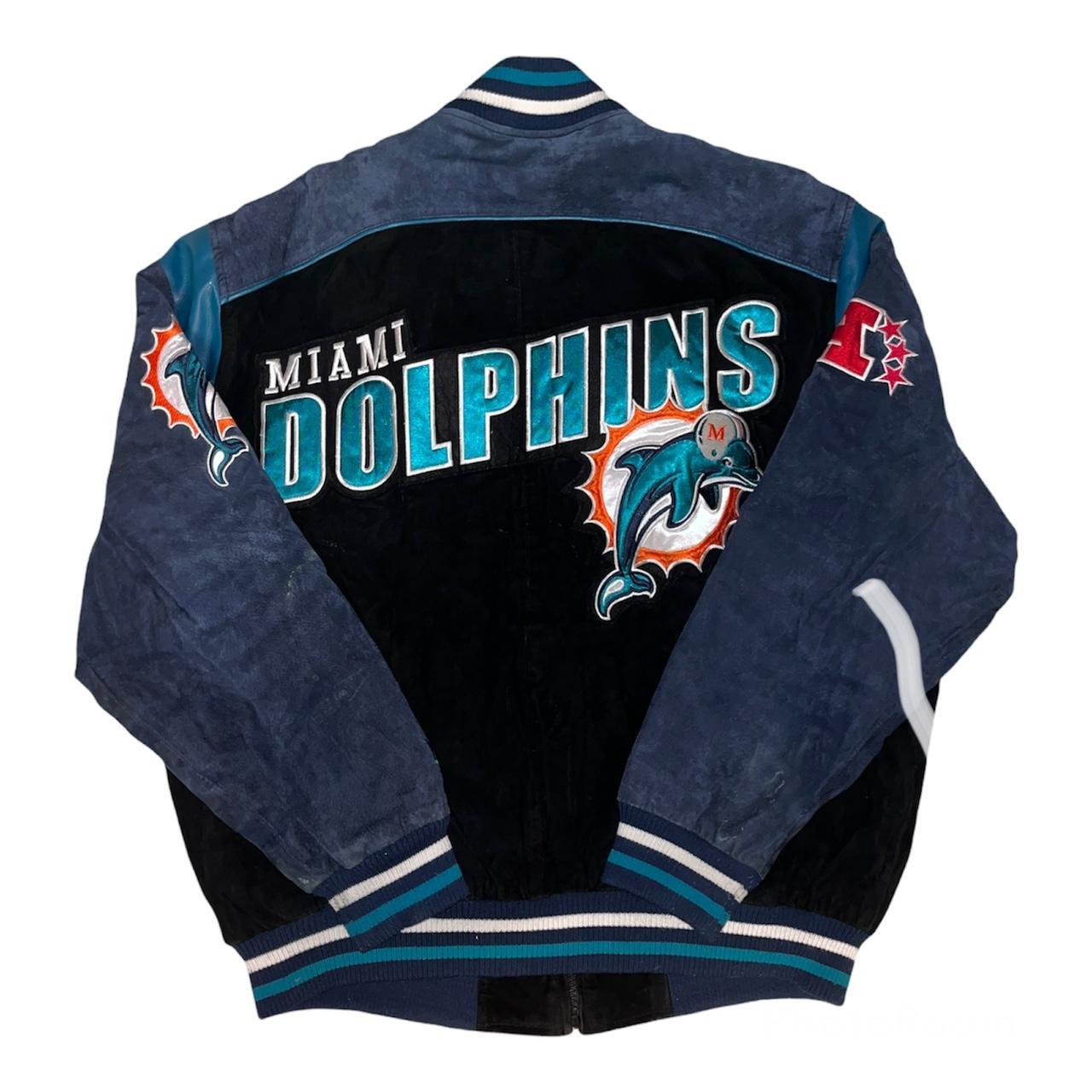 Vintage Vintage Leather Sleeve NFL Varsity Jacket of Miami Dolphins