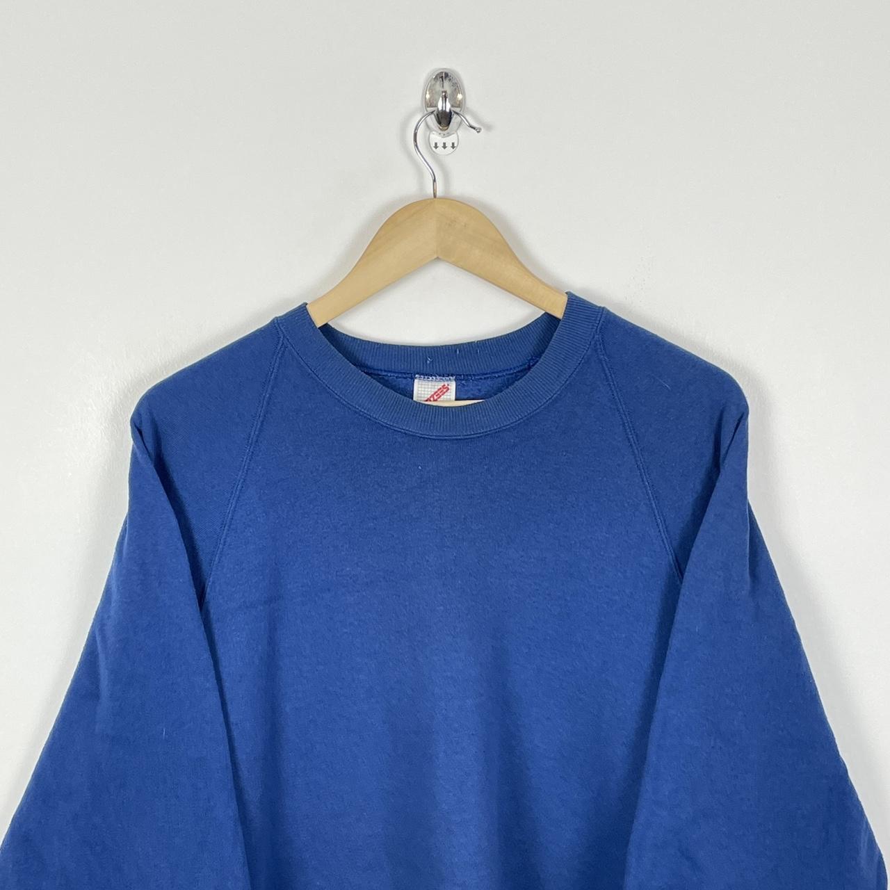 Vintage 80s Blank Sweatshirt Jerzees Blue Colour Way... - Depop