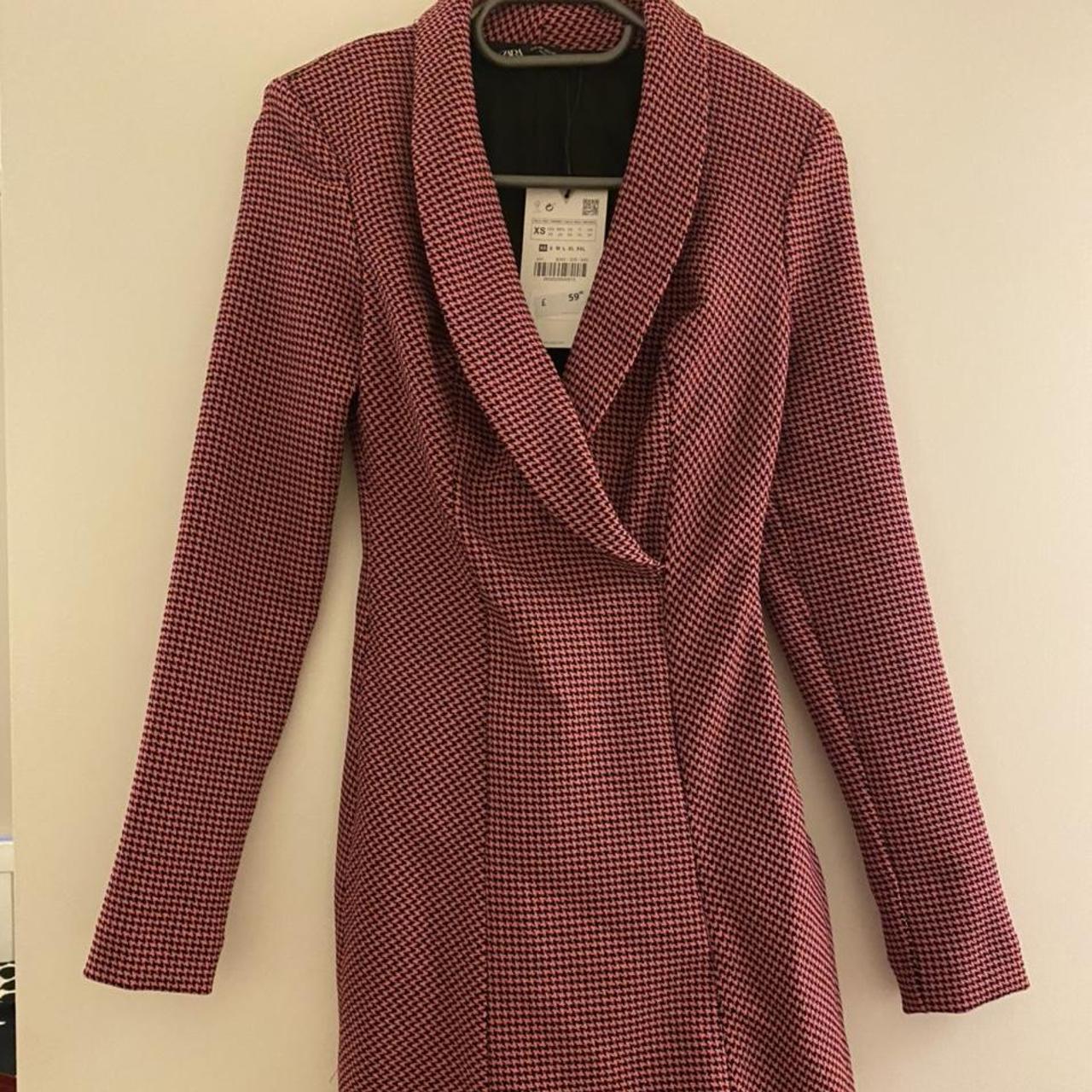 zara red houndstooth blazer