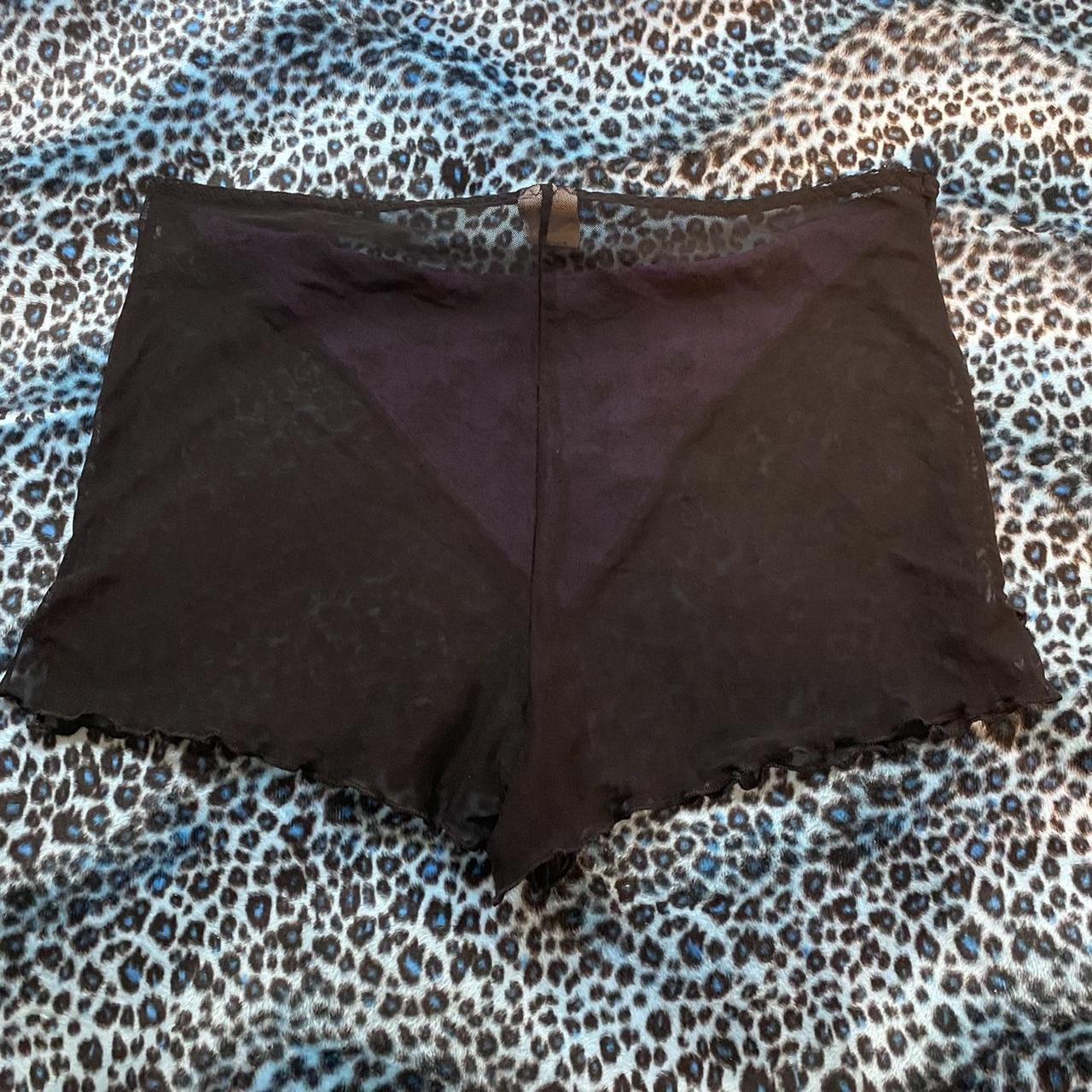 Vintage 90s sheer mesh booty shorts size large by... - Depop
