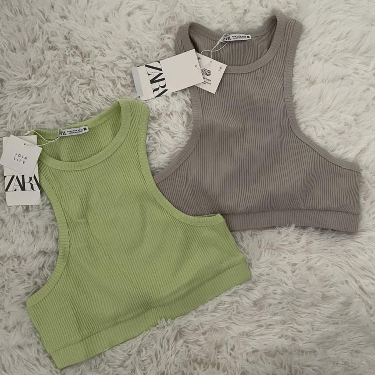Zara Halter Top set! Both M LIME GREEN and GREY Not... - Depop