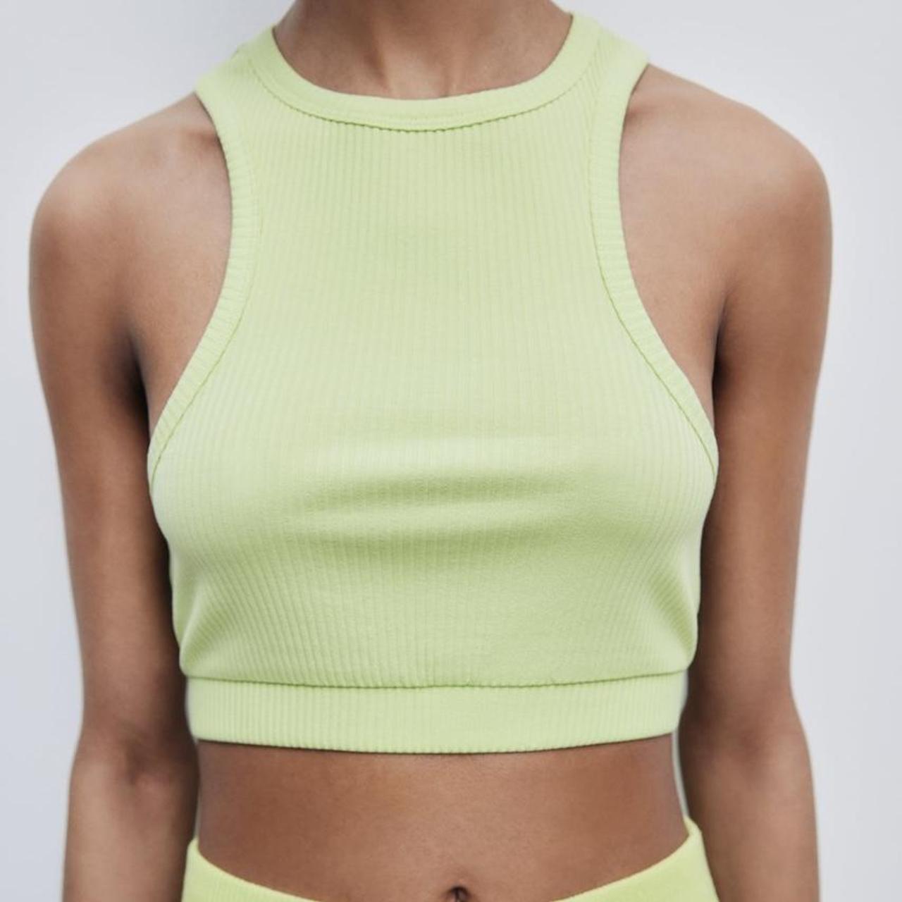 Zara Halter Top set! Both M LIME GREEN and GREY Not... - Depop