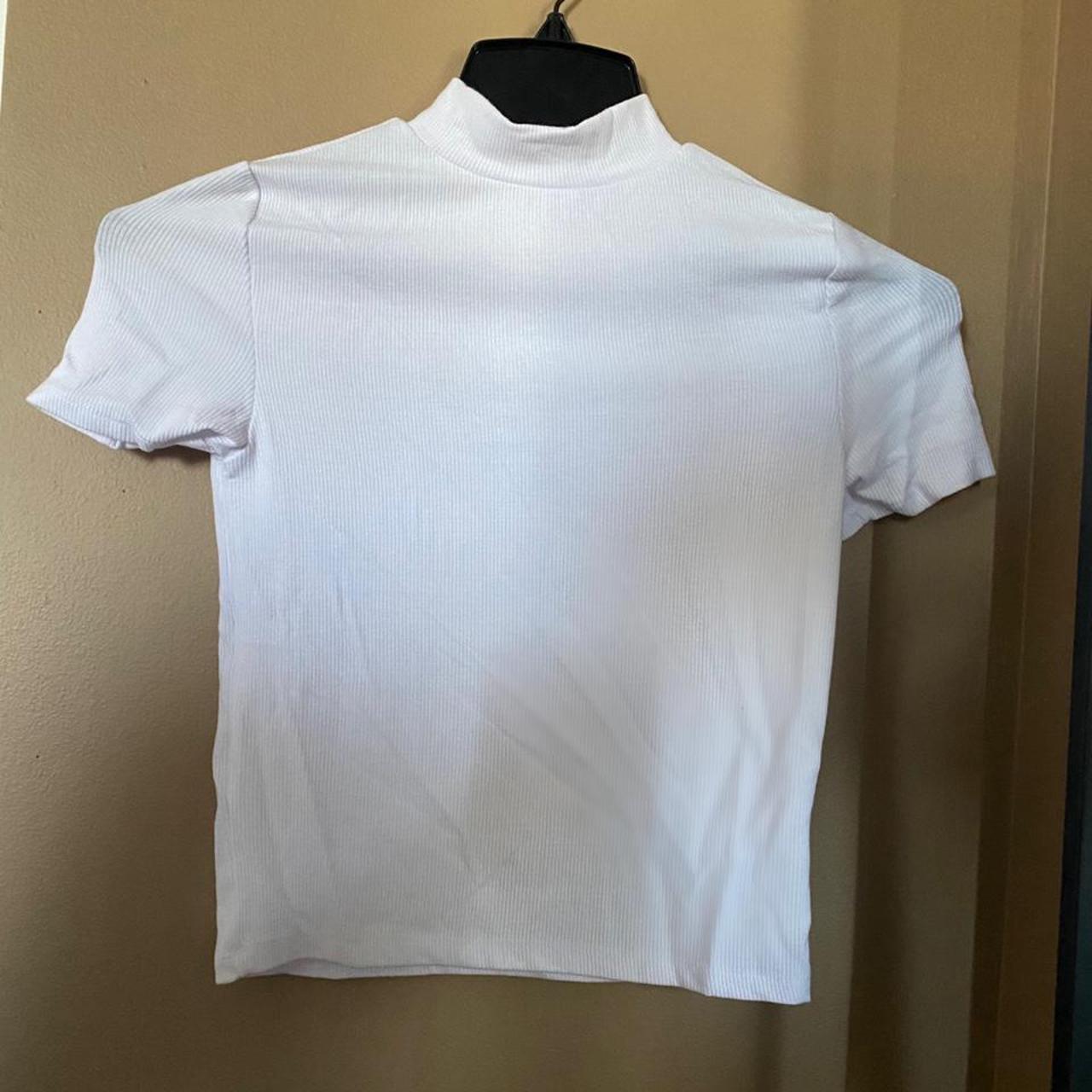 White turtleneck t shirt stretchy material size... Depop