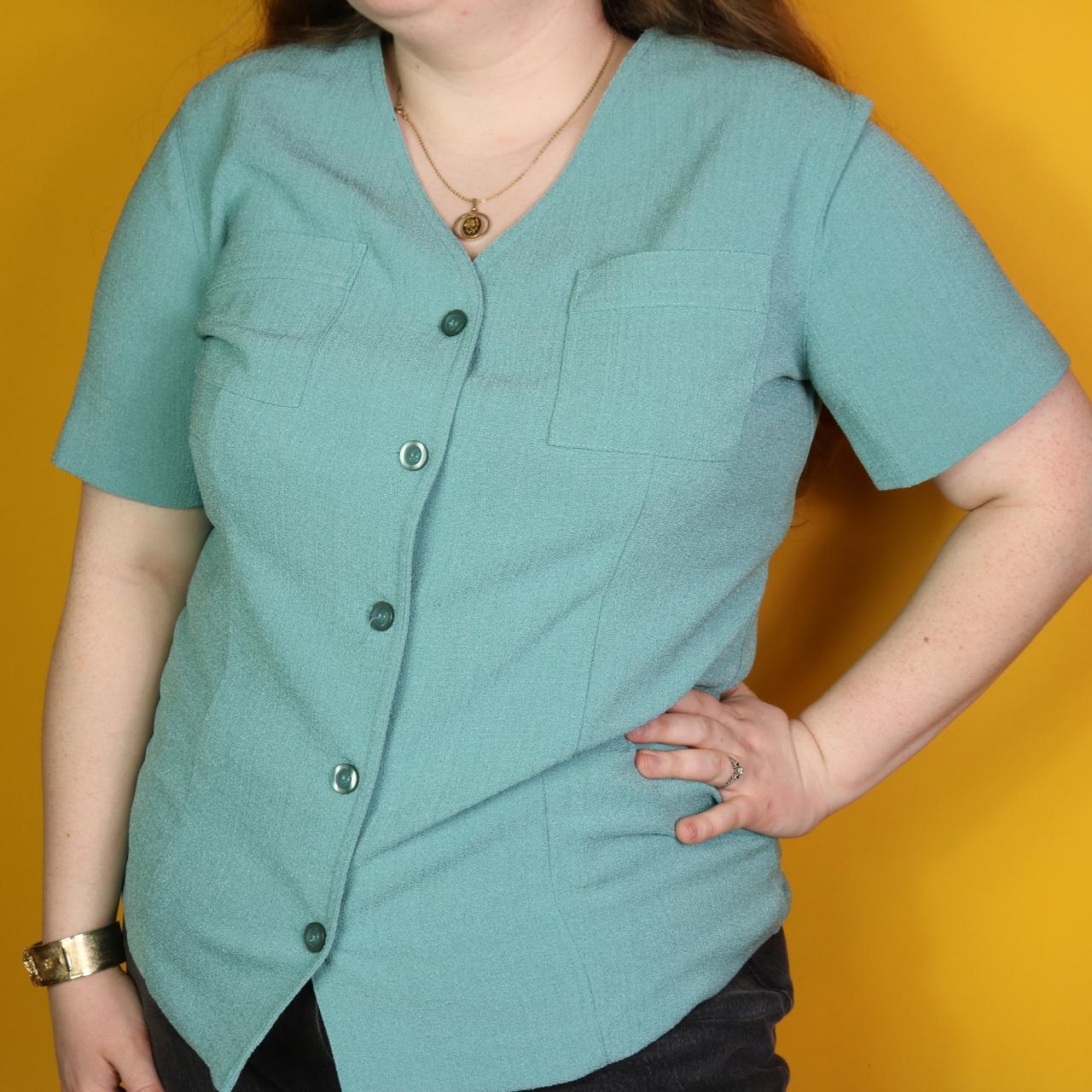 Blue Green Button Up Top Brand Alfred Dunner Depop blue-green-button-up-top-brand-alfred-dunner-depop