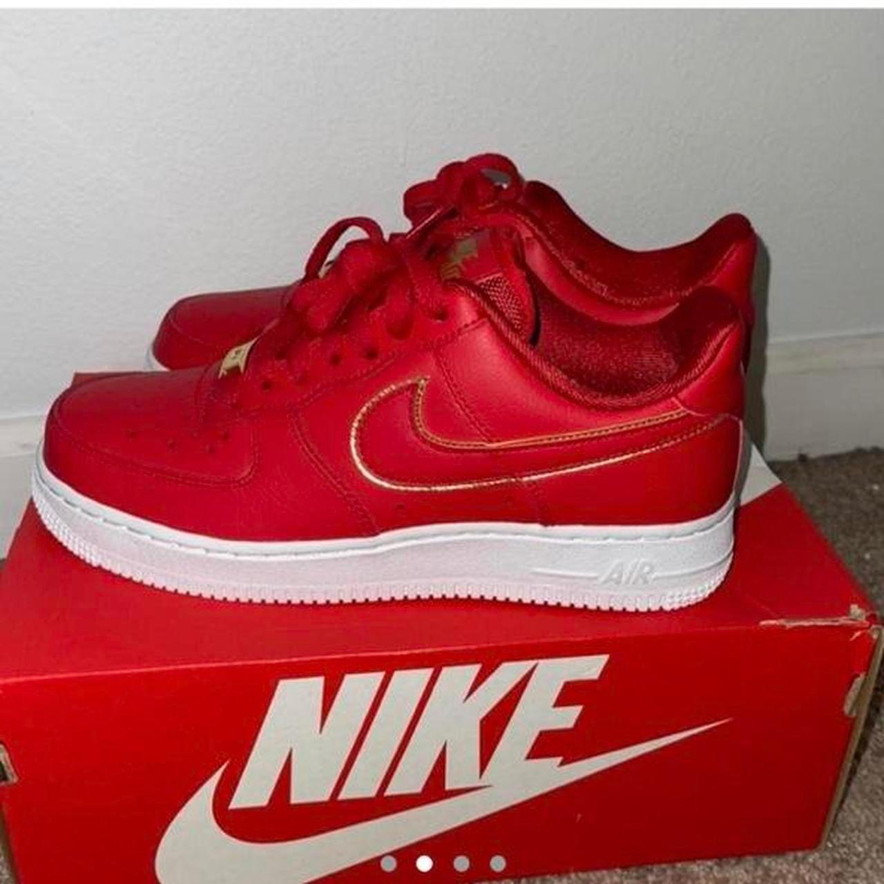 Red and gold air force ones - Depop