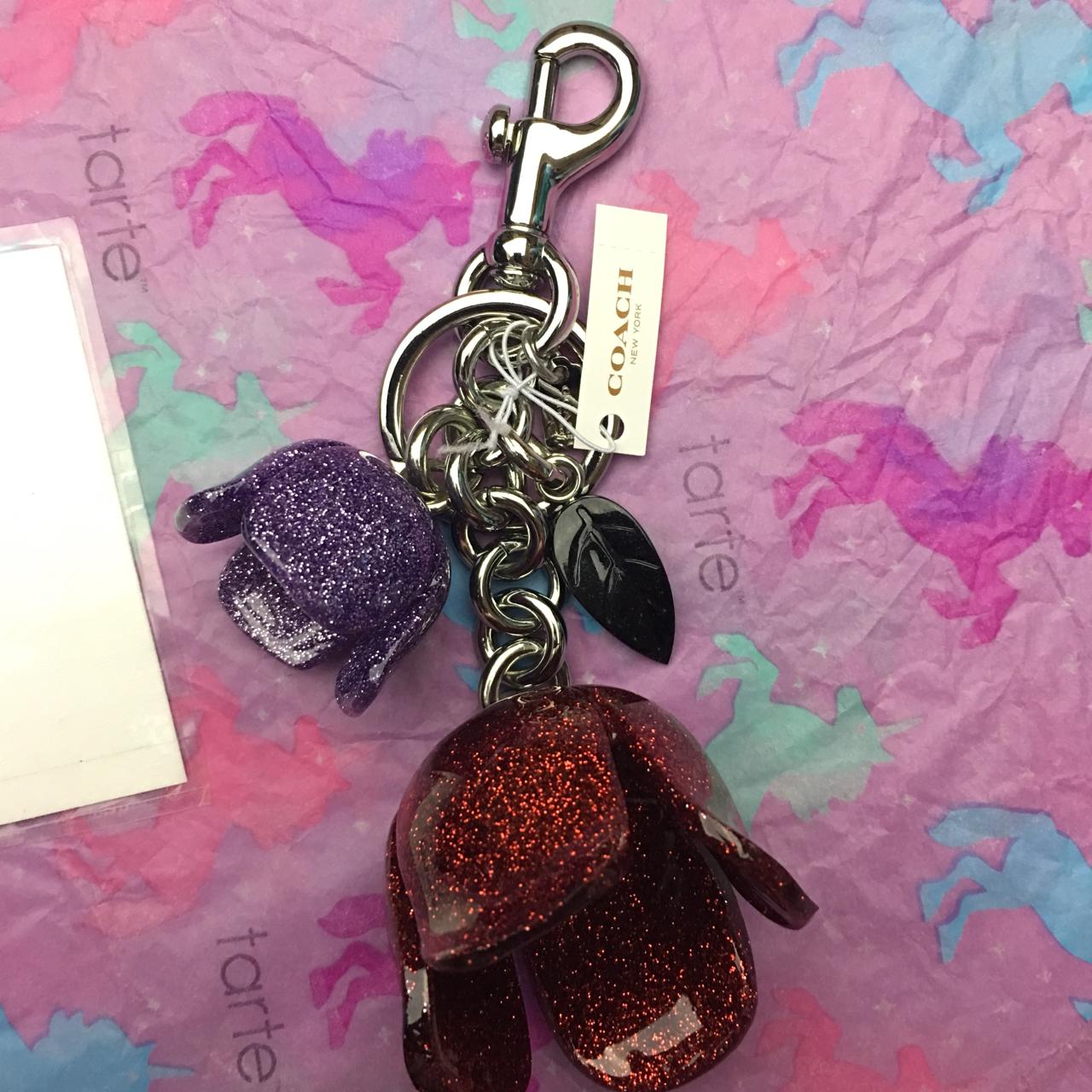 COACH Black Sequins Flower Keychain buy NEW