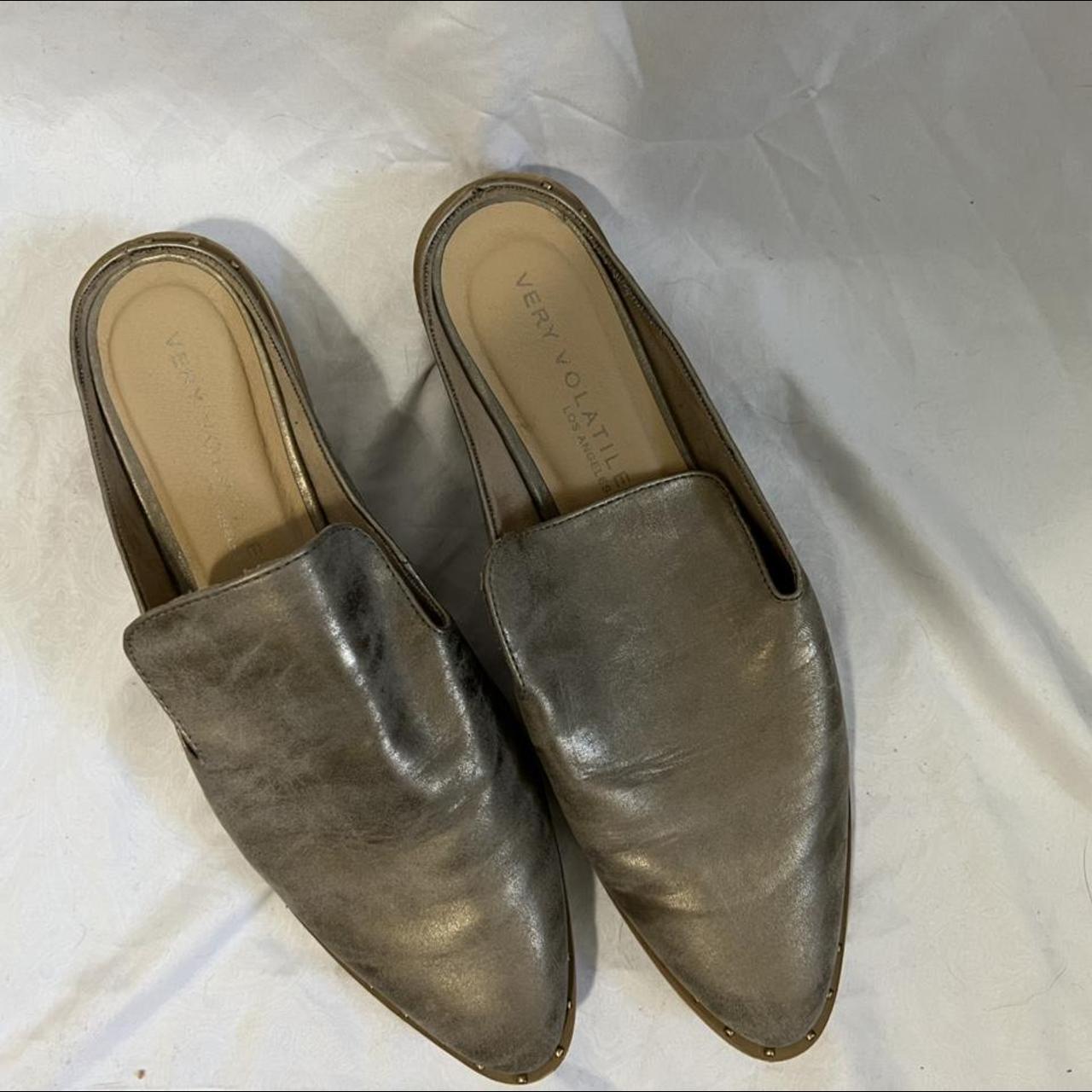 Very Volatile Women's Silver Mules | Depop