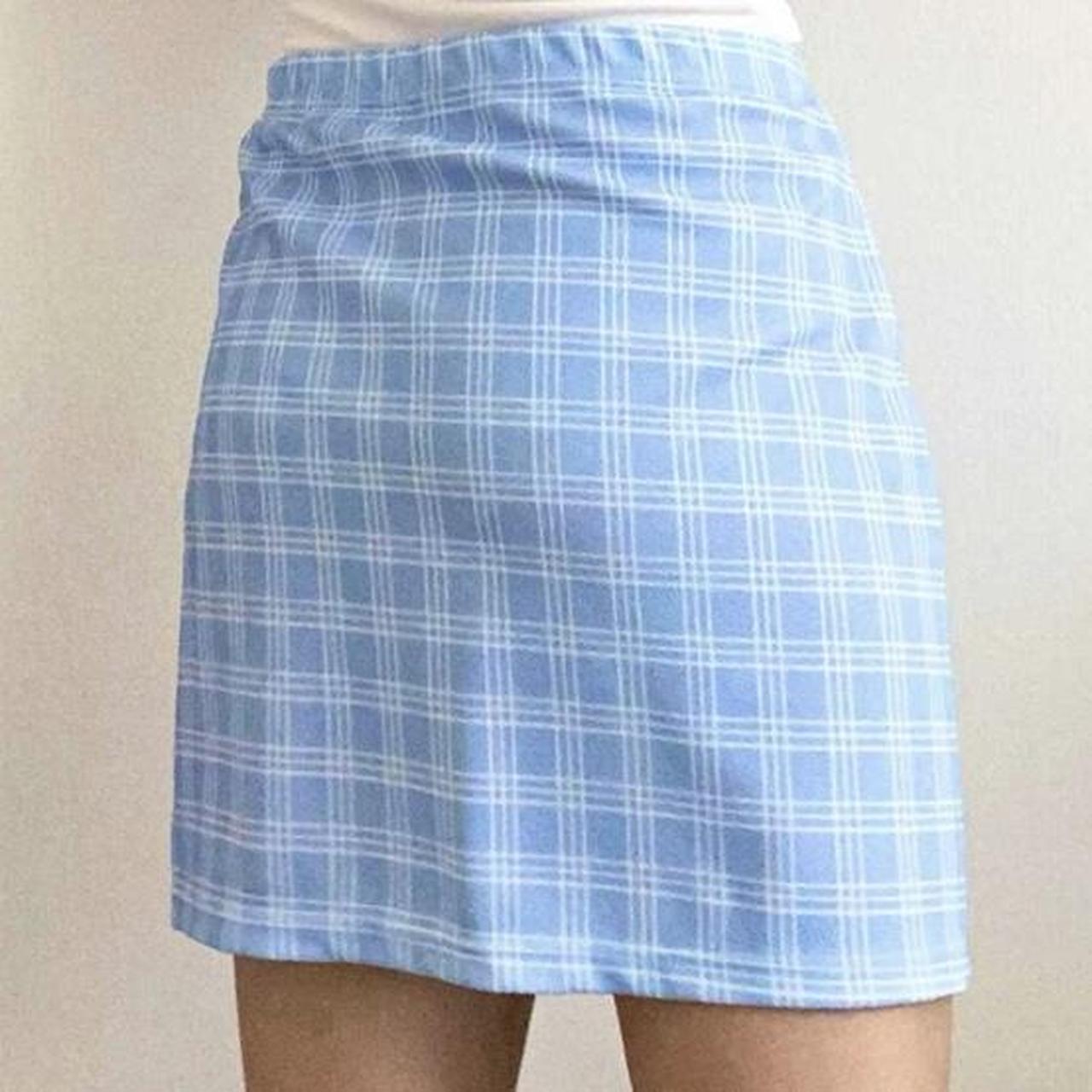 BABY BLUE PLAID SKIRT! perf for any occasion —... Depop