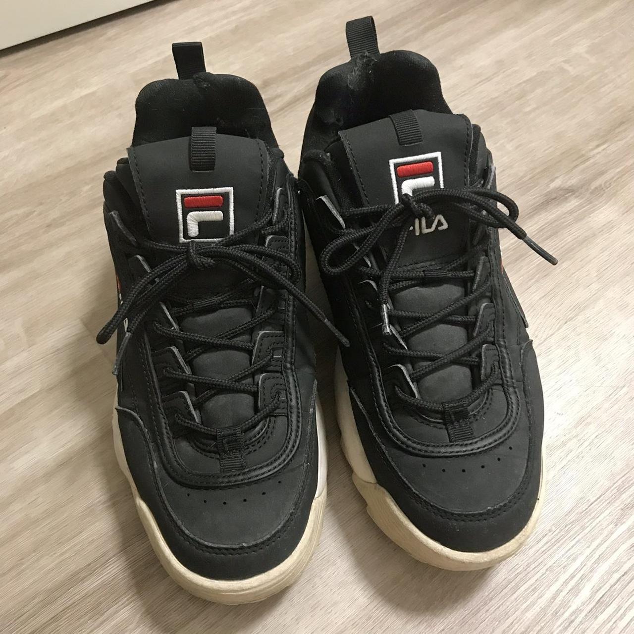 FILA Disruptor chunky sneakers in black and... - Depop