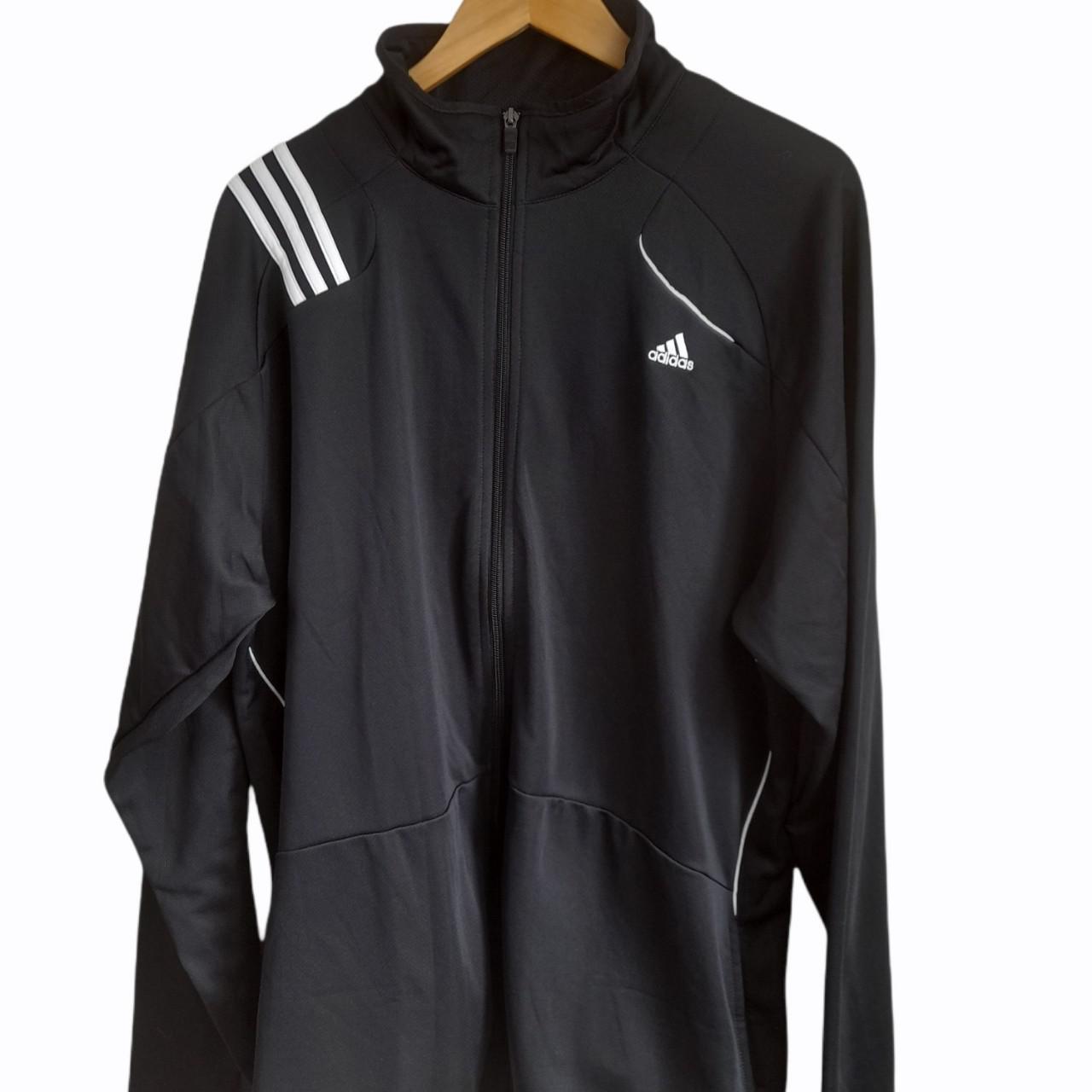 Adidas black and white track jacket with white... Depop