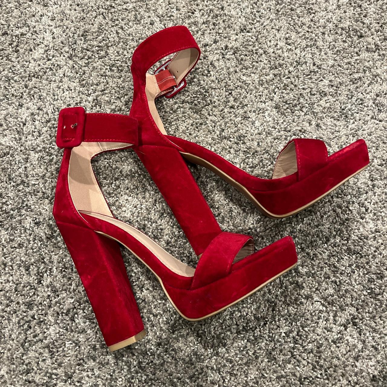 Red velvet shoe republica heels (very high) heels... Depop