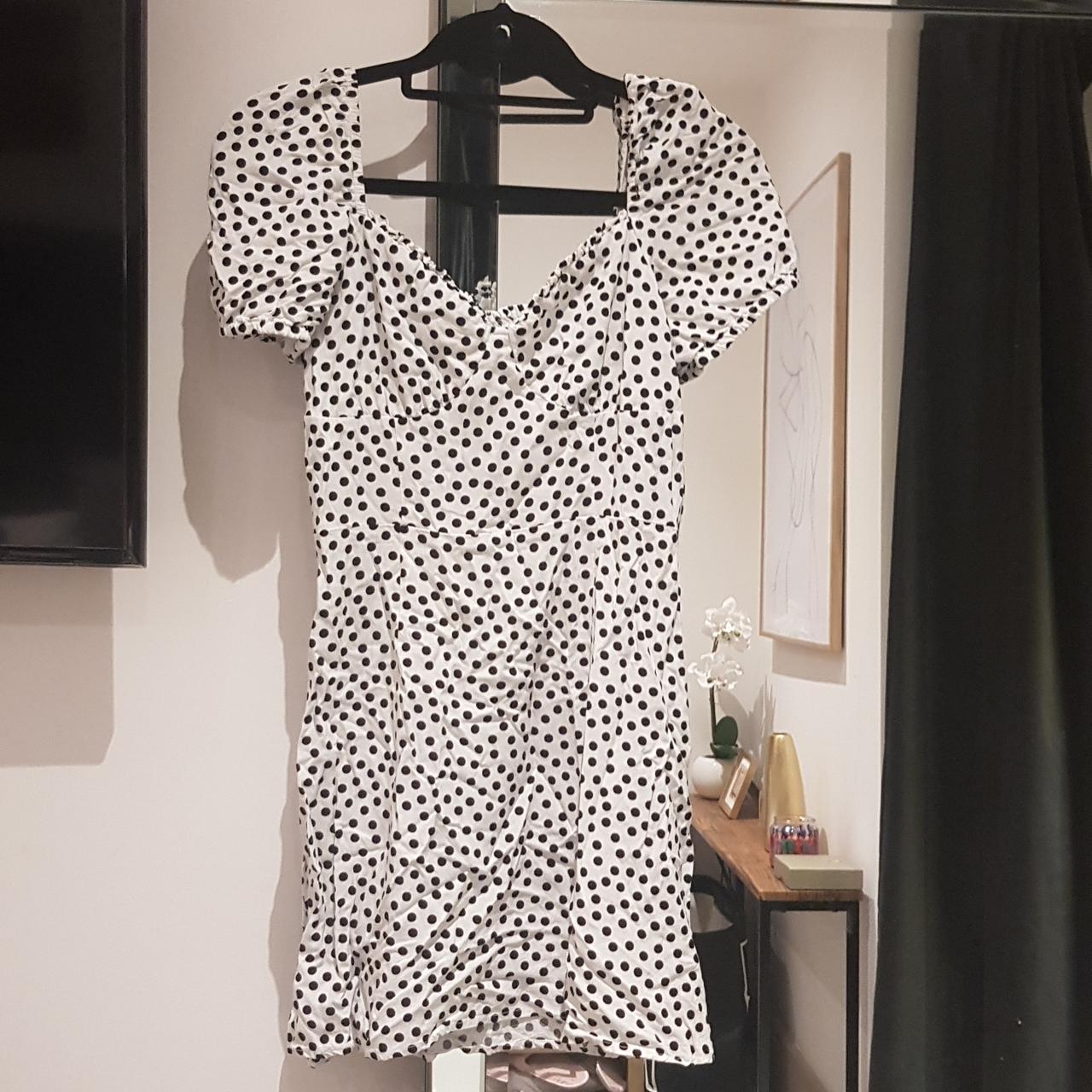 H M Divided white and black polka dot dress Depop