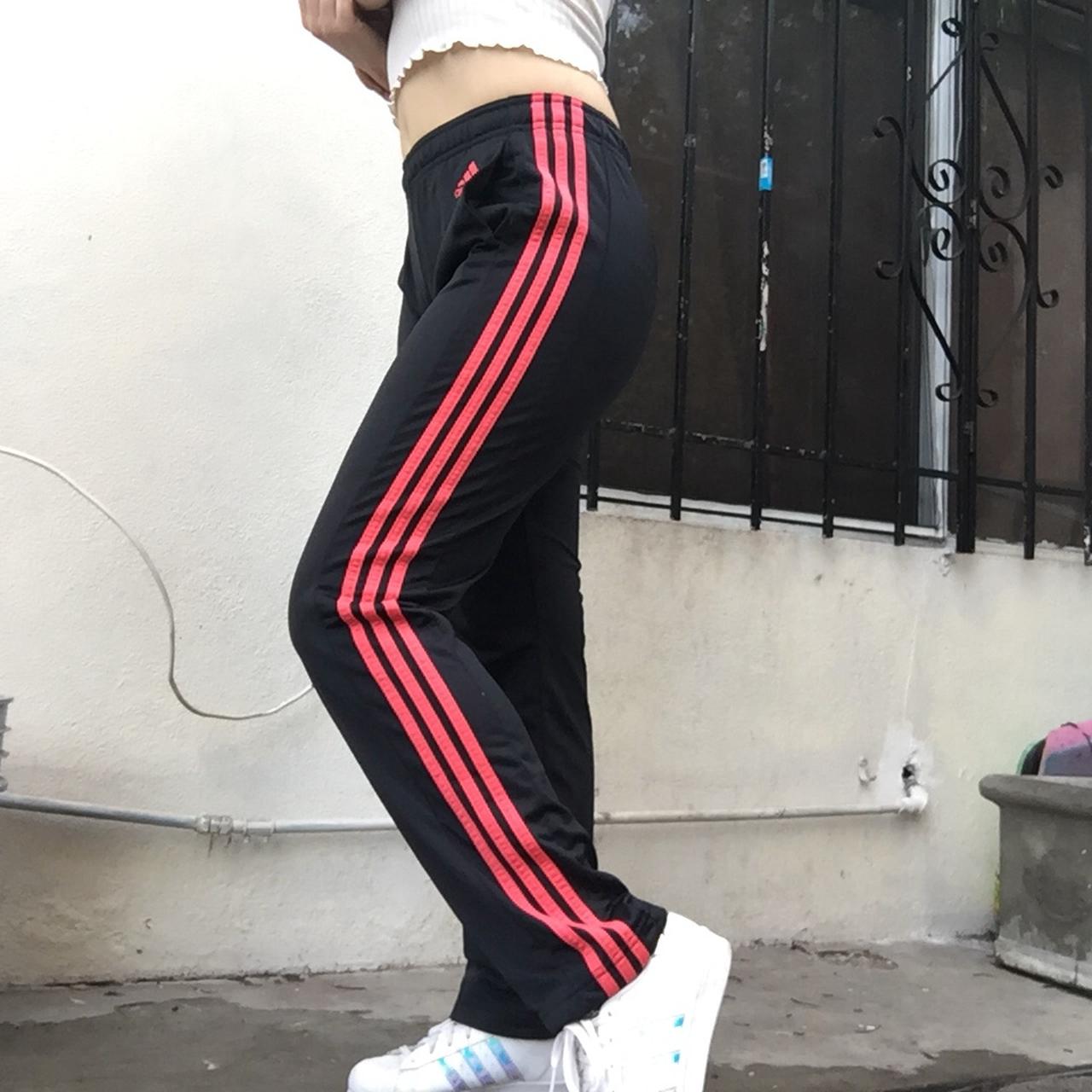 Pink and best sale black adidas pants