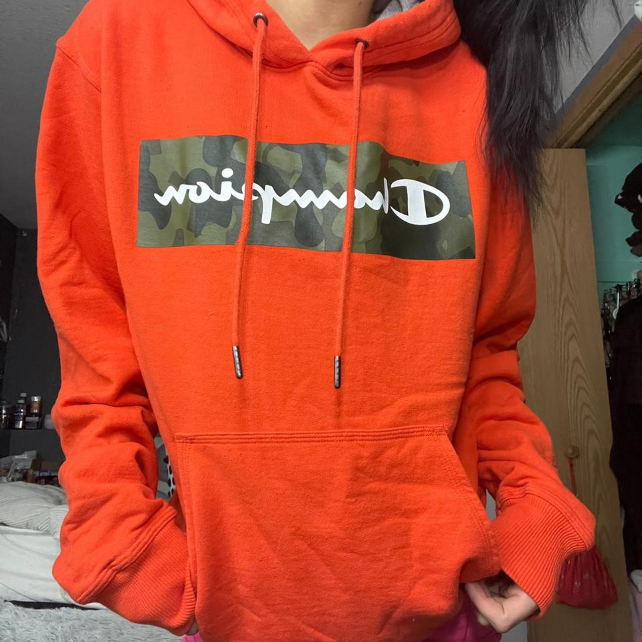 orange camo champion hoodie