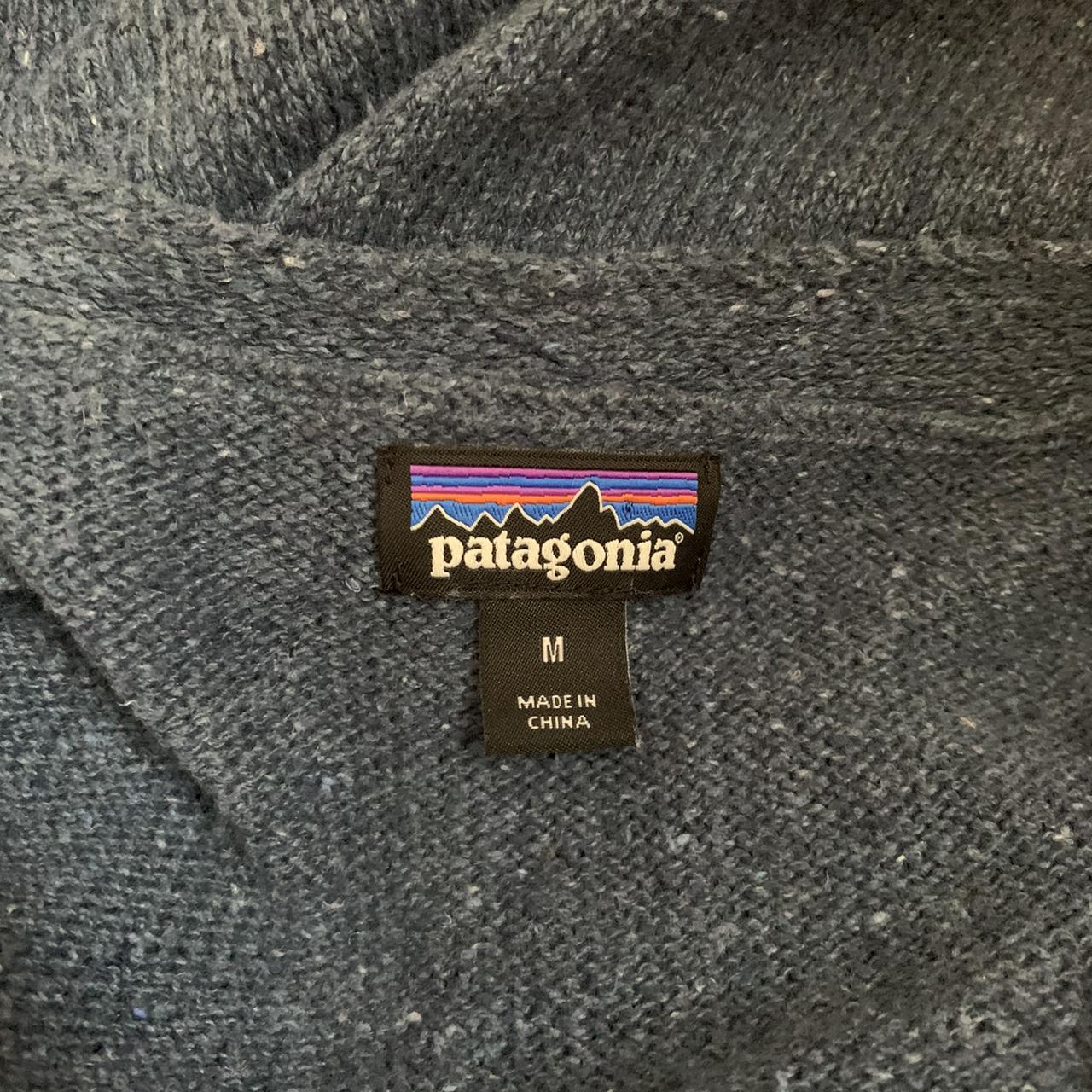 Patagonia Long Cardigan Cozy Blue Knitted Sweater... - Depop