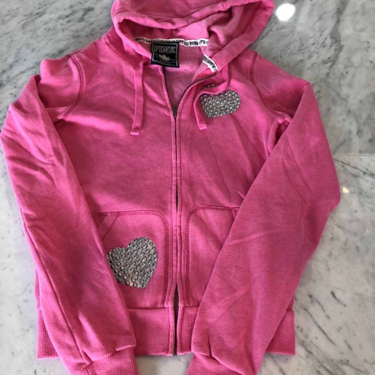 Pink- Zip up hoodie XS great condition - Depop