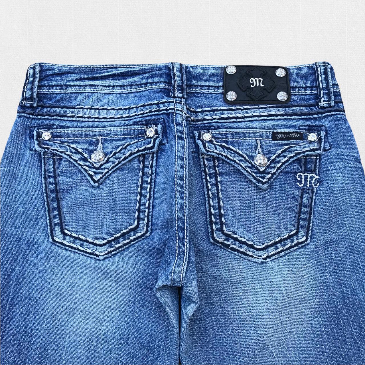 Miss ME Jeans Boot Cut Wide Leg Embroidered Flap - Depop